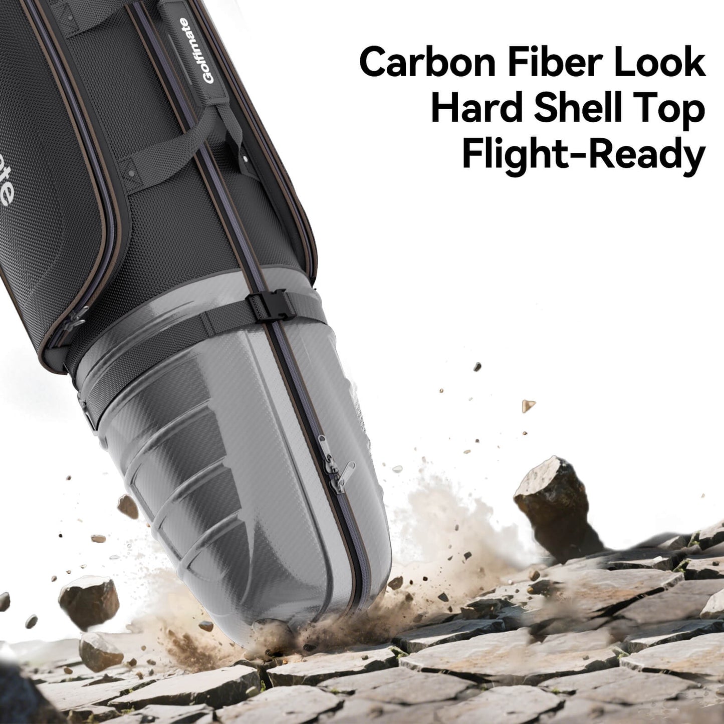 Golf Travel Bags for Airlines with Carbon Fiber Hard Top, Protective Club Traveling Cover with Wheel, Golf Club Carrier Case for Airplanes, Thick Padding, Durable Zippers and 2 Sided Spacious Pockets