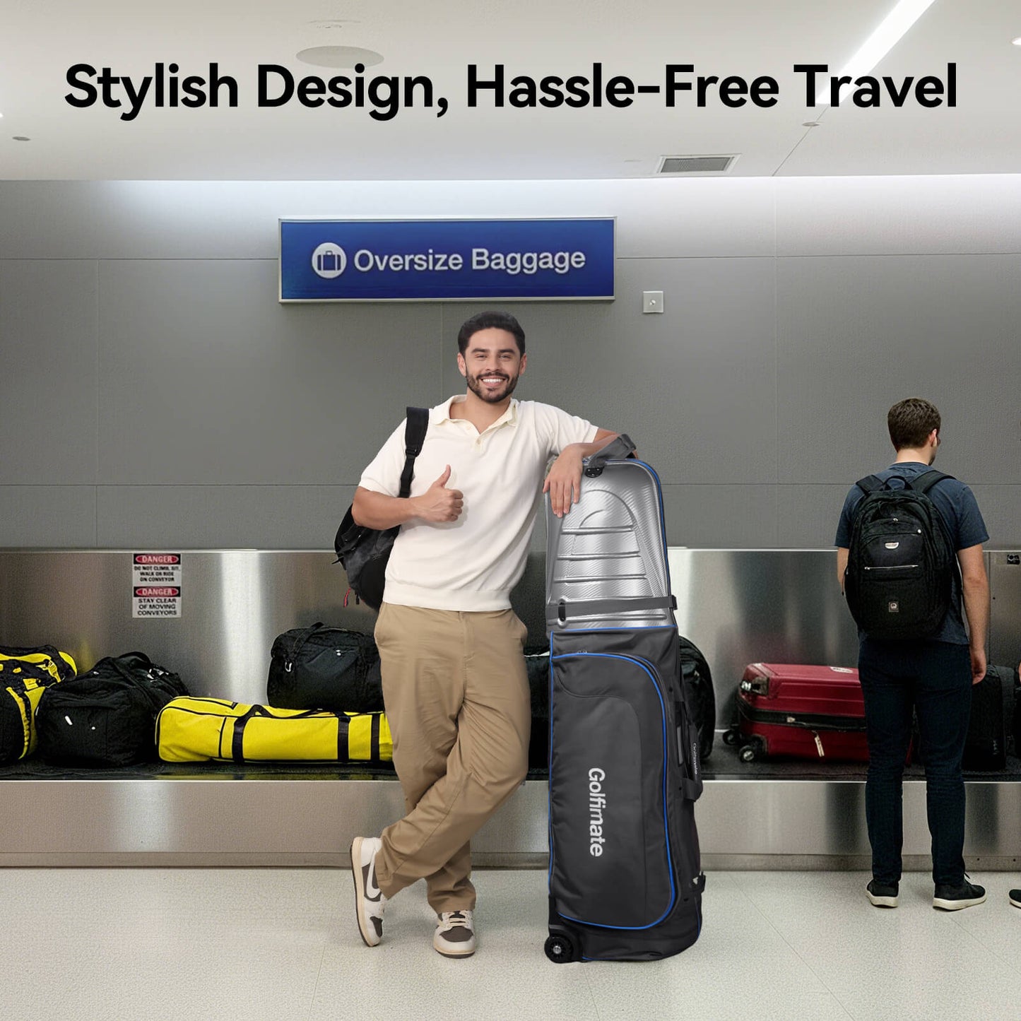 Golf Travel Bags for Airlines with Carbon Fiber Hard Top, Protective Club Traveling Cover with Wheel, Golf Club Carrier Case for Airplanes, Thick Padding, Durable Zippers and 2 Sided Spacious Pockets