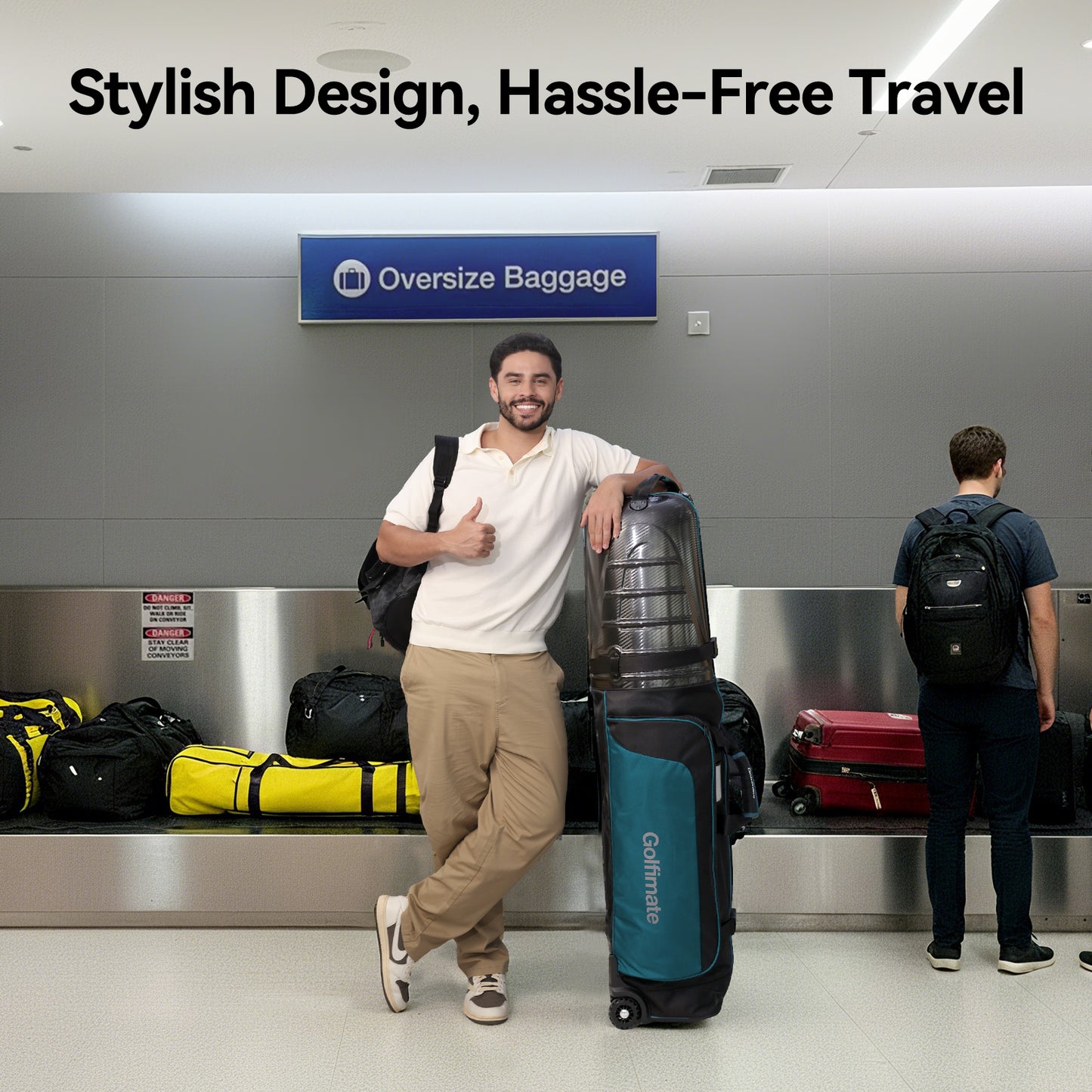 Golf Travel Bags for Airlines with Carbon Fiber Hard Top, Protective Club Traveling Cover with Wheel, Golf Club Carrier Case for Airplanes, Thick Padding, Durable Zippers and 2 Sided Spacious Pockets
