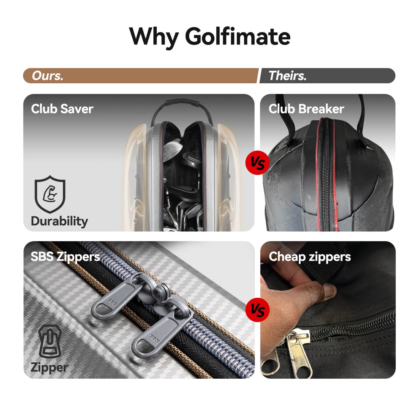 Golf Travel Bags for Airlines with Carbon Fiber Hard Top, Protective Club Traveling Cover with Wheel, Golf Club Carrier Case for Airplanes, Thick Padding, Durable Zippers and 2 Sided Spacious Pockets