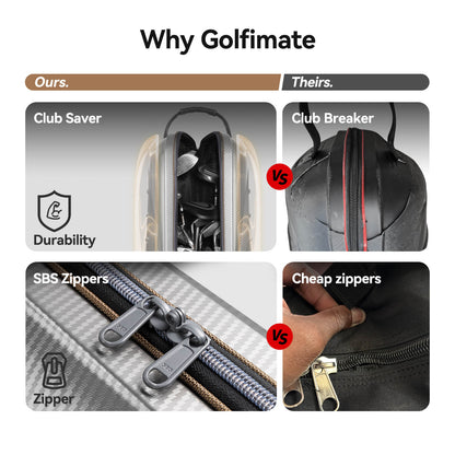 Golf Travel Bags for Airlines with Carbon Fiber Hard Top, Protective Club Traveling Cover with Wheel, Golf Club Carrier Case for Airplanes, Thick Padding, Durable Zippers and 2 Sided Spacious Pockets