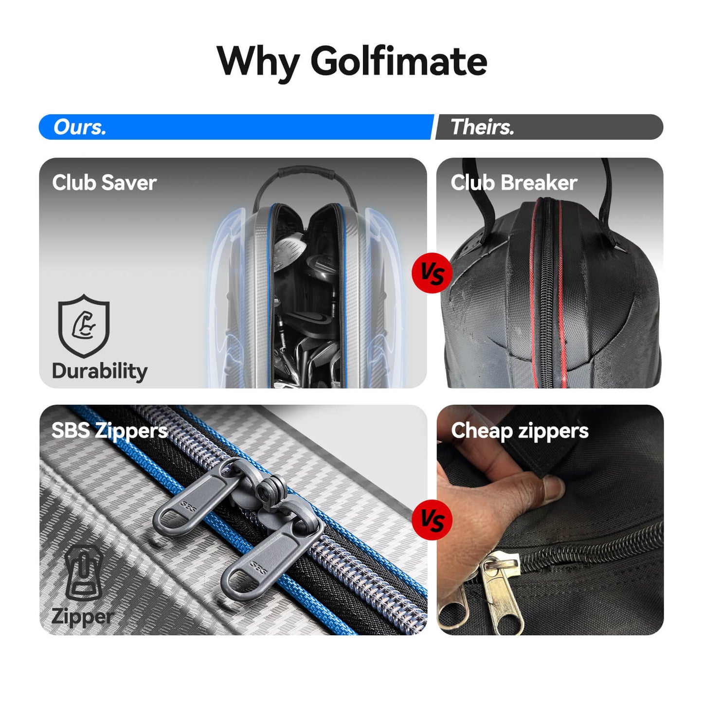 Golf Travel Bags for Airlines with Carbon Fiber Hard Top, Protective Club Traveling Cover with Wheel, Golf Club Carrier Case for Airplanes, Thick Padding, Durable Zippers and 2 Sided Spacious Pockets