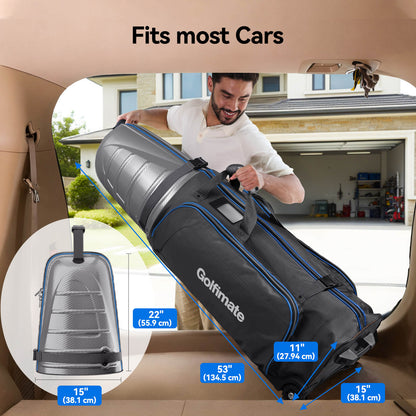 Golf Travel Bags for Airlines with Carbon Fiber Hard Top, Protective Club Traveling Cover with Wheel, Golf Club Carrier Case for Airplanes, Thick Padding, Durable Zippers and 2 Sided Spacious Pockets