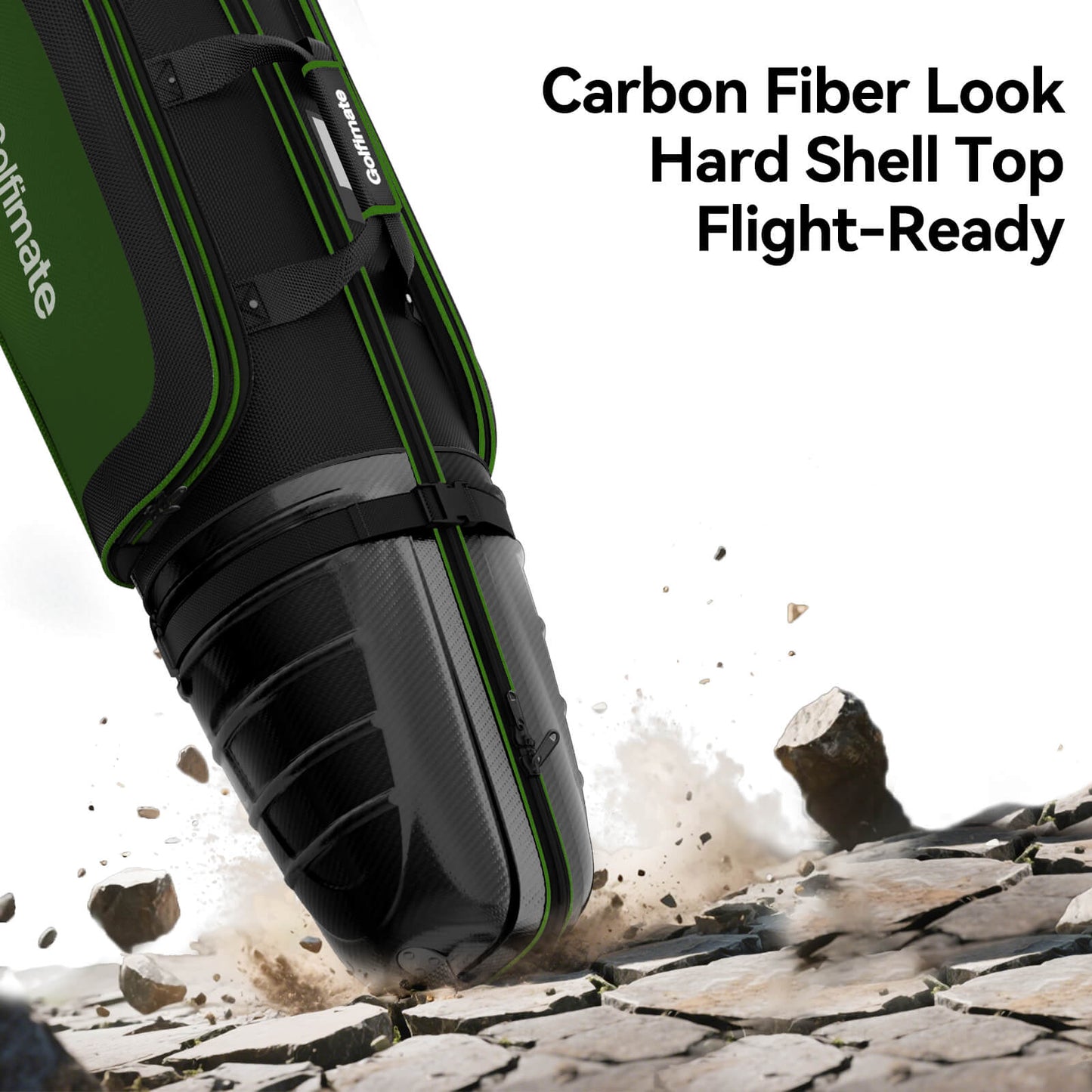 Golf Travel Bags for Airlines with Carbon Fiber Hard Top, Protective Club Traveling Cover with Wheel, Golf Club Carrier Case for Airplanes, Thick Padding, Durable Zippers and 2 Sided Spacious Pockets