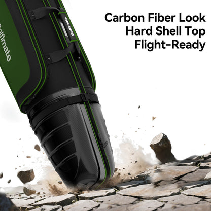 Golf Travel Bags for Airlines with Carbon Fiber Hard Top, Protective Club Traveling Cover with Wheel, Golf Club Carrier Case for Airplanes, Thick Padding, Durable Zippers and 2 Sided Spacious Pockets