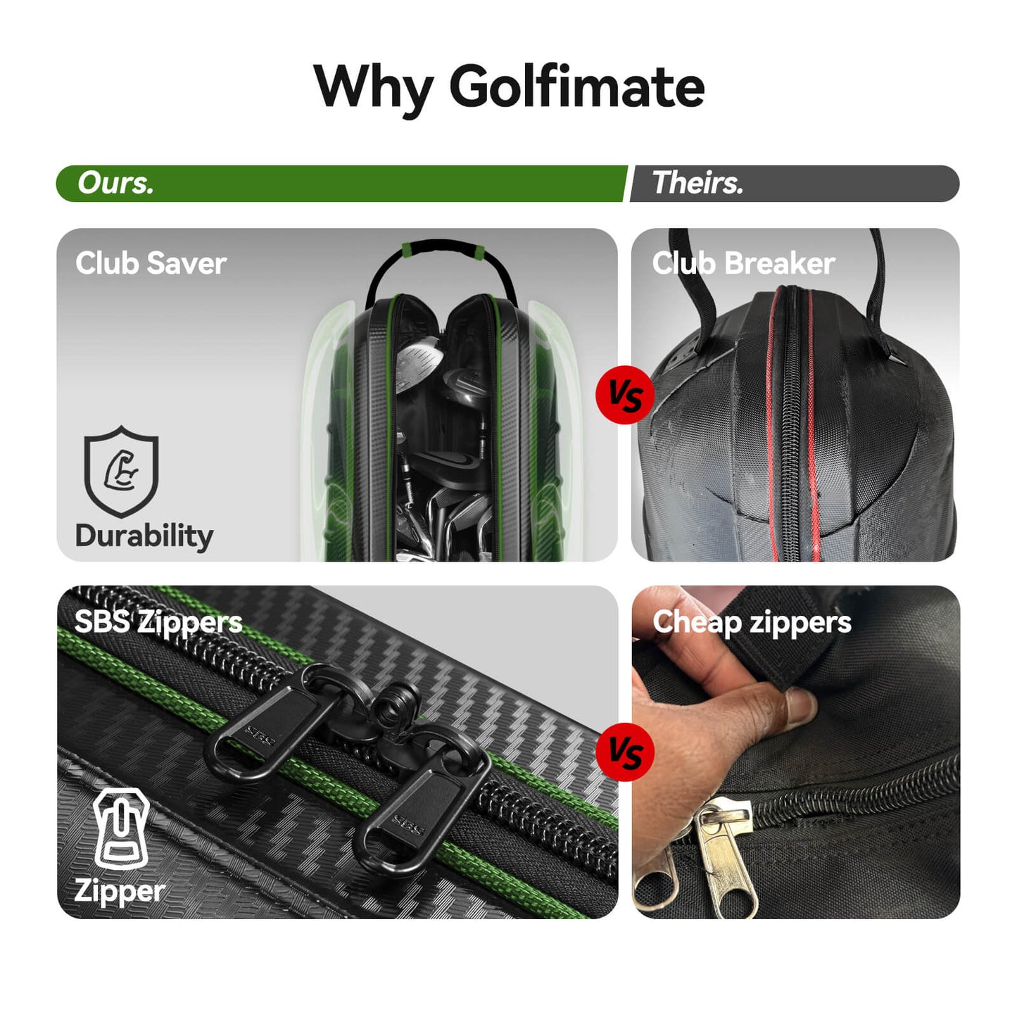 Golf Travel Bags for Airlines with Carbon Fiber Hard Top, Protective Club Traveling Cover with Wheel, Golf Club Carrier Case for Airplanes, Thick Padding, Durable Zippers and 2 Sided Spacious Pockets