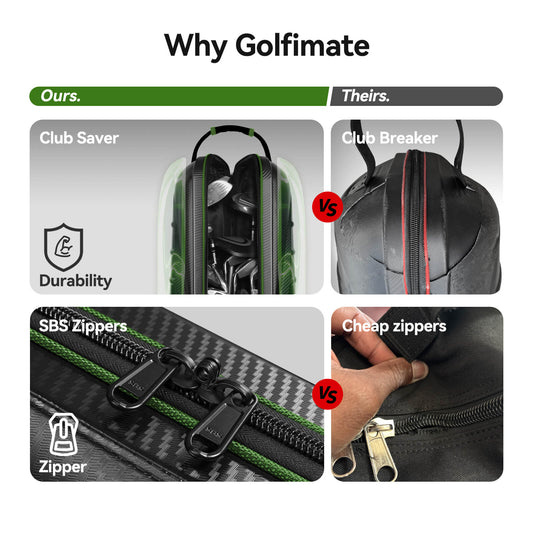Golf Travel Bags for Airlines with Carbon Fiber Hard Top, Protective Club Traveling Cover with Wheel, Golf Club Carrier Case for Airplanes, Thick Padding, Durable Zippers and 2 Sided Spacious Pockets
