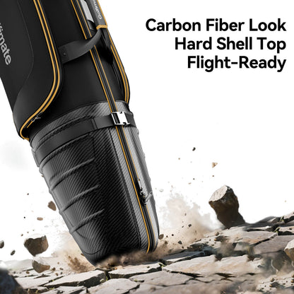 Golf Travel Bags for Airlines with Carbon Fiber Hard Top, Protective Club Traveling Cover with Wheel, Golf Club Carrier Case for Airplanes, Thick Padding, Durable Zippers and 2 Sided Spacious Pockets