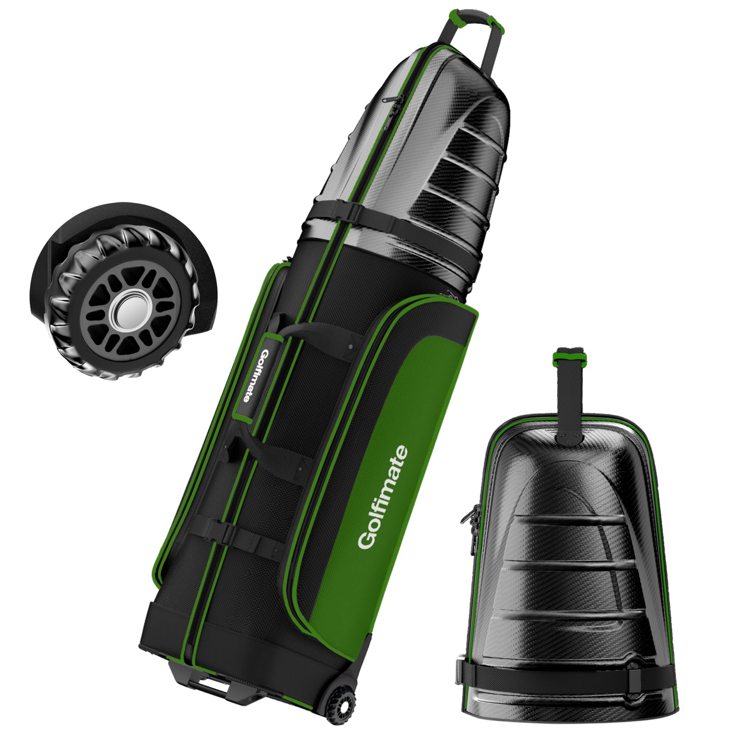 Golf Travel Bags for Airlines with Carbon Fiber Hard Top, Protective Club Traveling Cover with Wheel, Golf Club Carrier Case for Airplanes, Thick Padding, Durable Zippers and 2 Sided Spacious Pockets